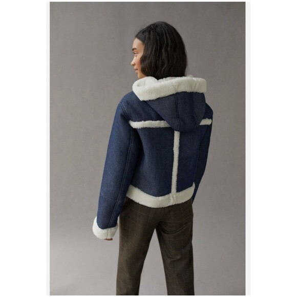 Urban Outfitters UO Roselyn Faux Shearling Jacket Women's XXL Blue White New - Picture 16 of 16